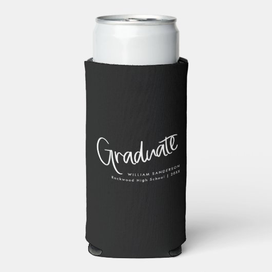 Modern zwart-wit Casual script Afstuderen (Seltzer Voorkant)