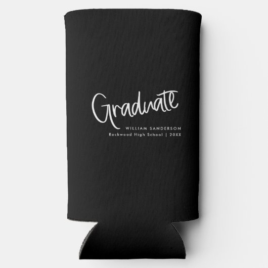 Modern zwart-wit Casual script Afstuderen (Achterkant)