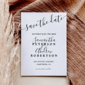 Modern zwart wit casual typografie bewaar de datum aankondigingskaart