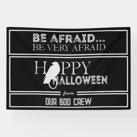 Modern zwart-wit chique glam halloween feest spandoek (Horizontaal)