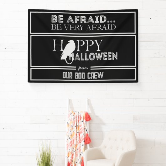 Modern zwart-wit chique glam halloween feest spandoek (Insitu)
