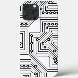 Modern zwart-wit computercircuitpatroon iPhone 13 pro max hoesje