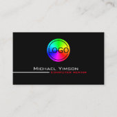 Modern Zwart-wit Cool met Logo Professional Visitekaartje (Voorkant)