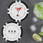 Modern Zwart Wit Cosmo Drink Voucher Bruiloft Poker Chips