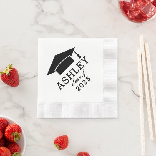 Modern Zwart-wit Custom 2025 Afstuderen Naam Servetten (Insitu)