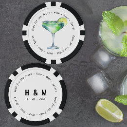 Modern Zwart Wit Daiquiri Drink Voucher Bruiloft Poker Chips