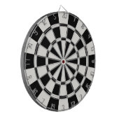 Modern zwart-wit dartbord (Voorkant Links)