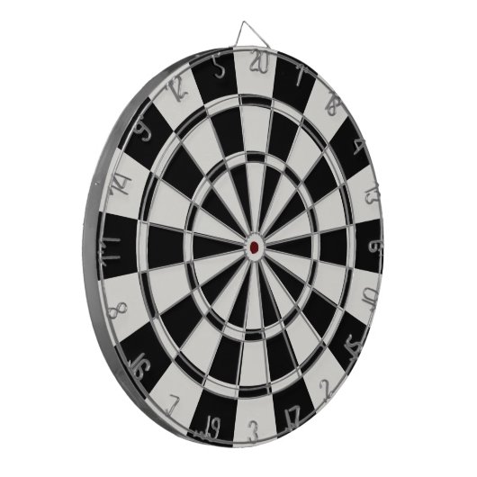 Modern zwart-wit dartbord (Voorkant Links)