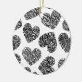 Modern zwart-wit Doodle Hearts Pattern Keramisch Ornament (Links)