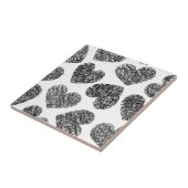 Modern zwart-wit Doodle Hearts Pattern Tegeltje (Zijkant)