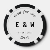 Modern Zwart Wit Drink Token Wedding Poker Chips (Achterkant)
