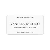 Modern Zwart & Wit Eenvoudig Body Butter Product Etiket (Voorkant)