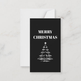 Modern Zwart & Wit Eenvoudig Botanisch Kerstmis Notitiekaartje