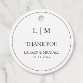 Modern zwart-wit eenvoudig monogram Dank u Bedankjes Labels (Achterkant)