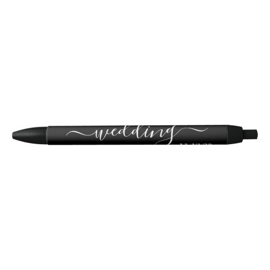 Modern zwart-wit, eenvoudig script bruiloft zwarte inkt pen (Voorkant)