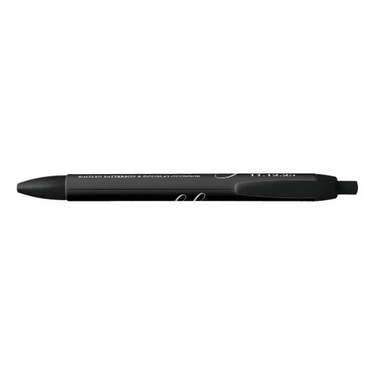 Modern zwart-wit, eenvoudig script bruiloft zwarte inkt pen (Achterkant)