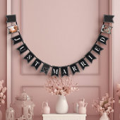 Modern Zwart & Wit Elegant Gewoon Getrouwd Vlaggetjes