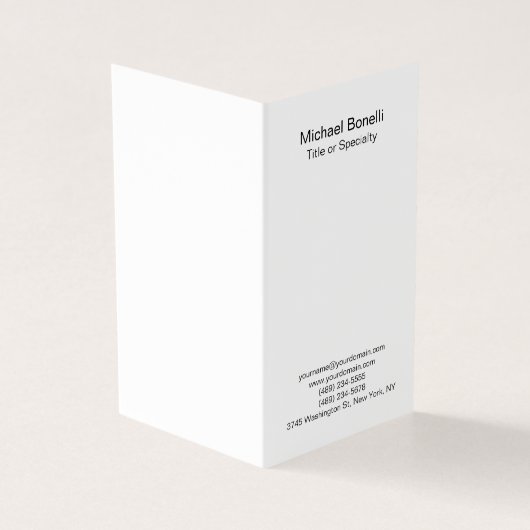 Modern Zwart & Wit Elegant Plain Professional Visitekaartjes (Buitenkant)