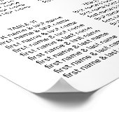 Modern Zwart Wit Elegant Script Bruiloft Zitje Poster (Hoek)