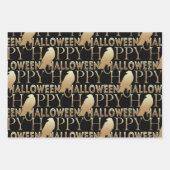 Modern Zwart Wit en Goud Chique Volwassen Hallowee Inpakpapier Vel (Voorkant 3)