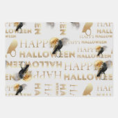 Modern Zwart Wit en Goud Chique Volwassen Hallowee Inpakpapier Vel (Voorkant)