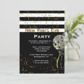 Modern zwart, wit en goud oudejaarsfeest kaart (Staand voorkant)