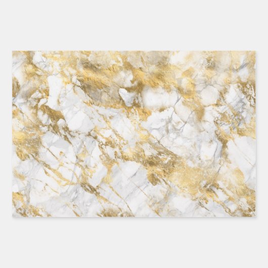 Modern zwart, wit en gouden marmer inpakpapier vel (Voorkant 3)