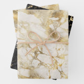 Modern zwart, wit en gouden marmer inpakpapier vel (In situ)