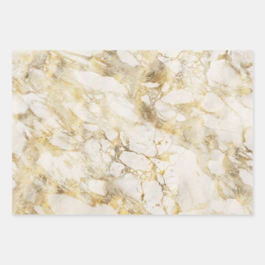 Modern zwart, wit en gouden marmer inpakpapier vel (Voorkant)