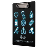 Modern zwart-wit en neon medisch pictogram op maat klembord (Links)