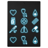 Modern zwart-wit en neon medisch pictogram op maat klembord (Achterkant)
