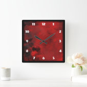 Modern zwart-wit en rood Abstract - creatief en ar Vierkante Klok (Huis)