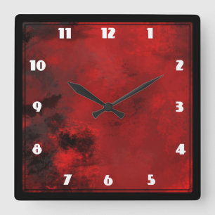 Modern zwart-wit en rood Abstract - creatief en ar Vierkante Klok