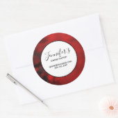 Modern zwart-wit en rood Abstract - zakelijk Ronde Sticker (Envelop)