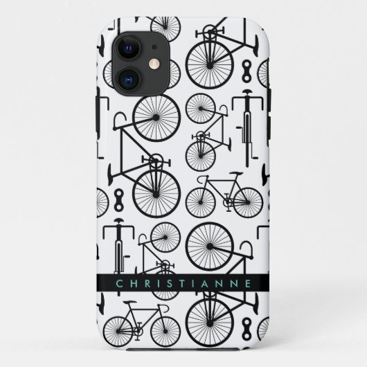 Modern zwart-wit fietspatroon Case-Mate iPhone case (Achterkant)