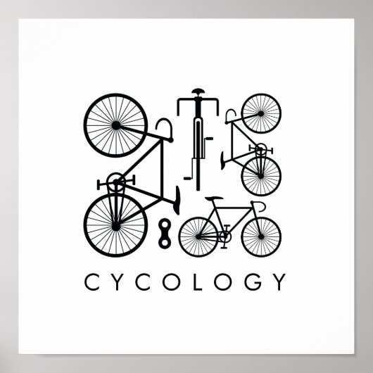 Modern zwart-wit fietspatroon poster (Voorkant)