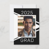 Modern Zwart Wit Foto Afstuderen Aankondiging (Voorkant)