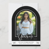 Modern Zwart Wit Foto Afstuderen Aankondiging (Voorkant)