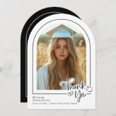 Modern zwart wit foto Afstuderen dank u kaart (Voorkant / Achterkant)