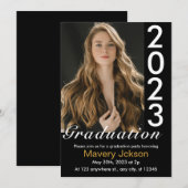 Modern Zwart-wit Foto Afstuderen Invitatio Kaart (Voorkant / Achterkant)