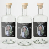 Modern zwart-wit foto Afstuderen Likeurfles Etiket (Flessen)