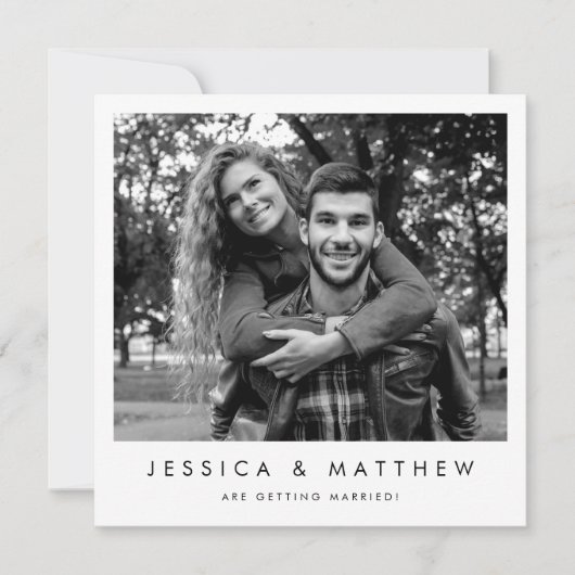 Modern zwart-wit foto Lijst Opslaan datum Save The Date (Voorkant)