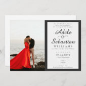 Modern Zwart Wit Foto Monogram Formele Bruiloft Kaart (Voorkant / Achterkant)