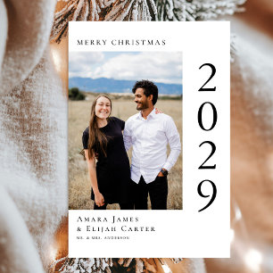 Modern Zwart-wit Foto Prettig Kerstfeest Feestdagenkaart