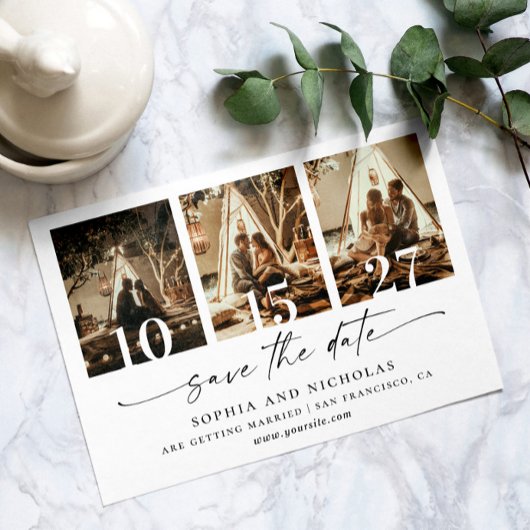 Modern zwart-wit fotocollage - minimalistisch save the date