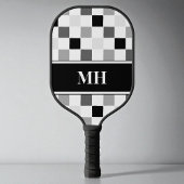 Modern zwart-wit geblokte Initialen Monogram Pickleball Paddle