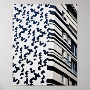 Modern zwart-wit gebouw in Hong Kong Poster