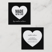 Modern zwart-wit gemaakt met liefdeshart vierkante visitekaartje (Voorkant / Achterkant)