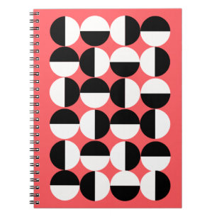 Modern zwart-wit geometrisch cirkels notitieboek