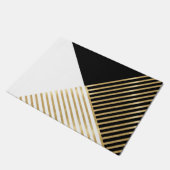 Modern Zwart Wit Geometrisch Goud Strepen Deurmat (Schuin)